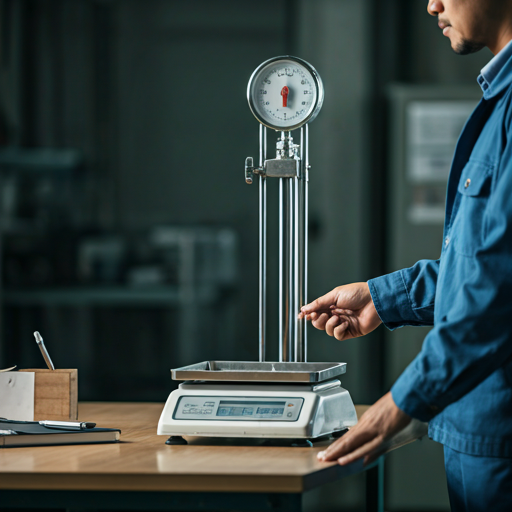 Industrial weighing scale in factory setting with technician