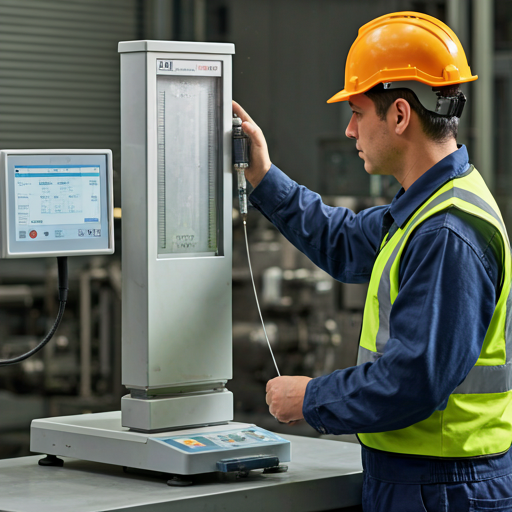 Technician on industrial scale