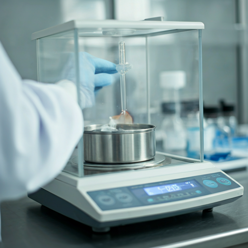 Technician with lab scale